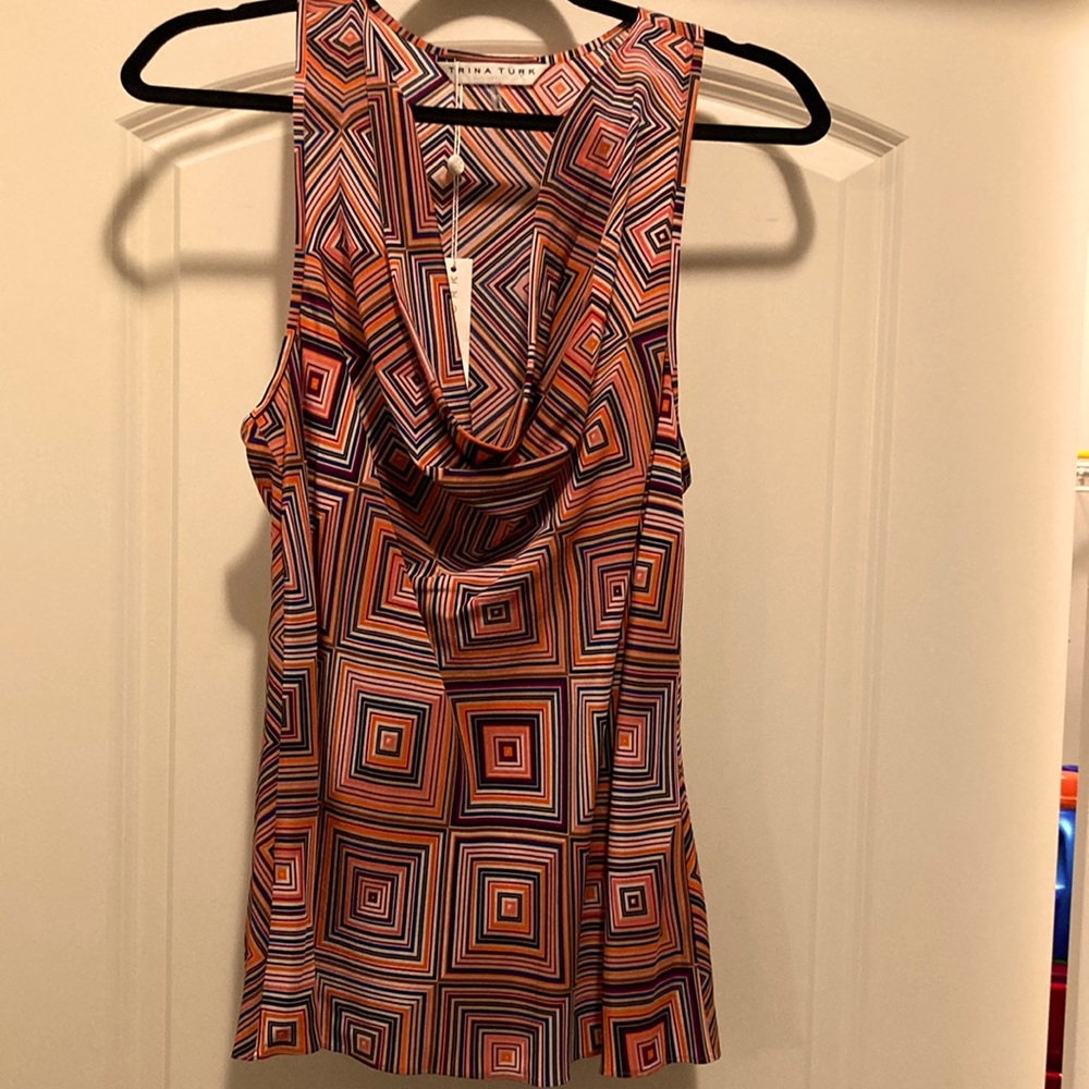 NWT Trina Turk Silk Cowl Neck Top